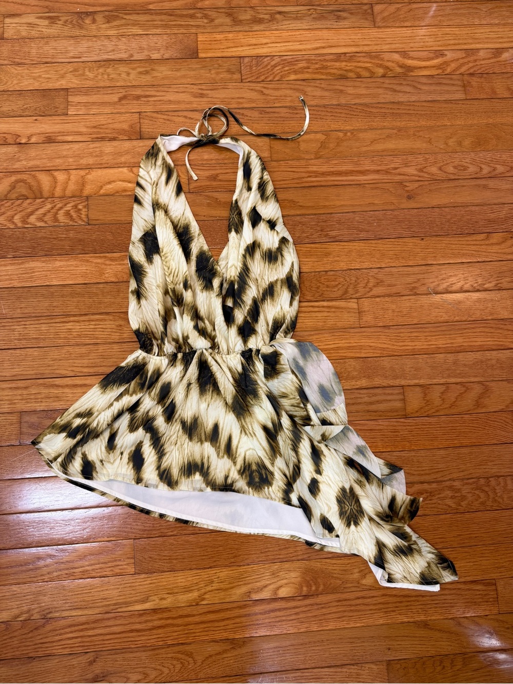 White Fox Animal Print Mini Dress